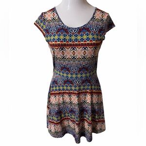 Say What Multicolor Striped Geo Print Mini Dress